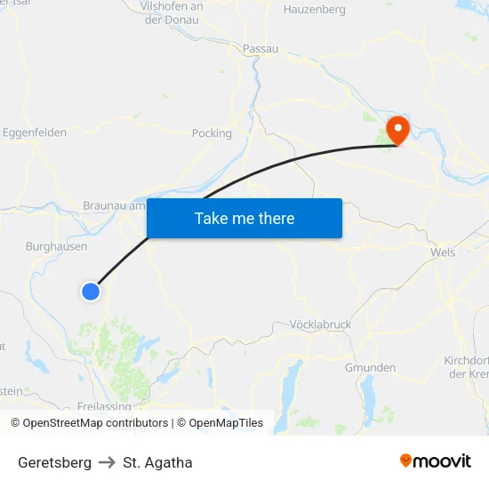 Geretsberg to St. Agatha map