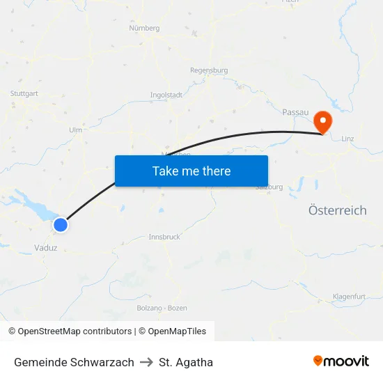Gemeinde Schwarzach to St. Agatha map