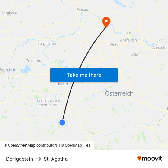 Dorfgastein to St. Agatha map