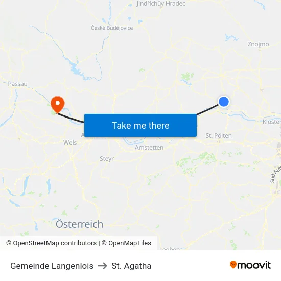 Gemeinde Langenlois to St. Agatha map