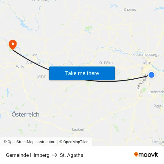 Gemeinde Himberg to St. Agatha map