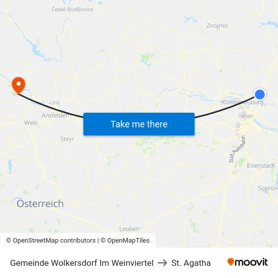 Gemeinde Wolkersdorf Im Weinviertel to St. Agatha map
