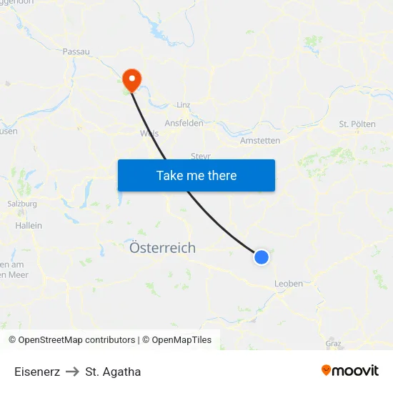 Eisenerz to St. Agatha map