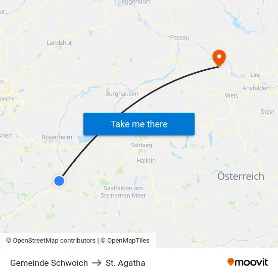Gemeinde Schwoich to St. Agatha map