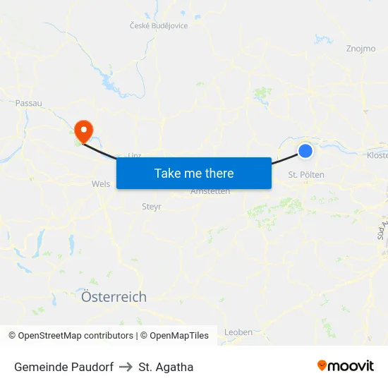 Gemeinde Paudorf to St. Agatha map