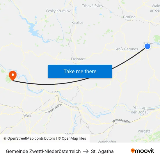 Gemeinde Zwettl-Niederösterreich to St. Agatha map