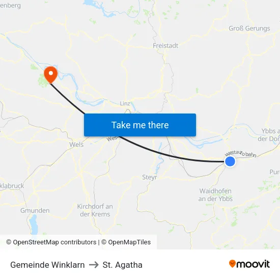 Gemeinde Winklarn to St. Agatha map