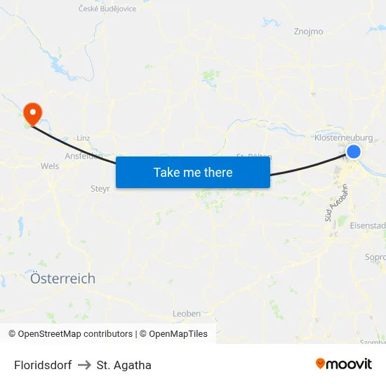 Floridsdorf to St. Agatha map