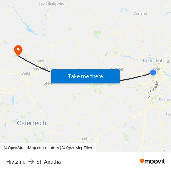 Hietzing to St. Agatha map
