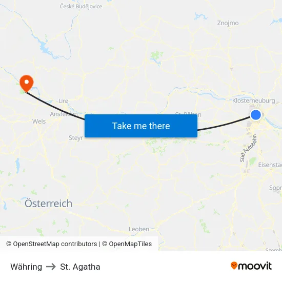 Währing to St. Agatha map