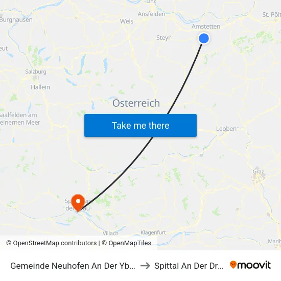 Gemeinde Neuhofen An Der Ybbs to Spittal An Der Drau map