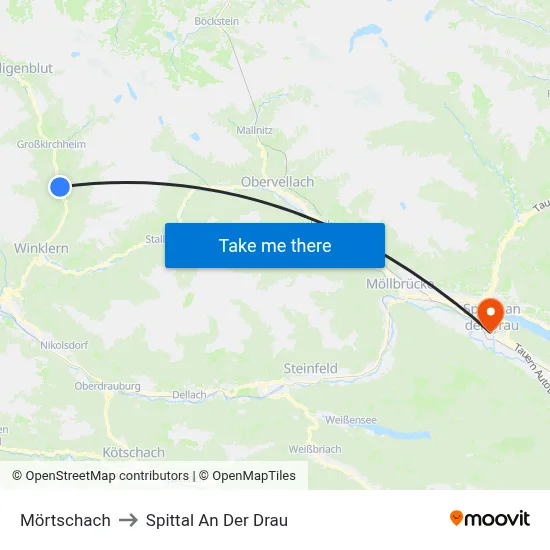 Mörtschach to Spittal An Der Drau map