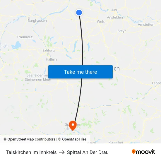 Taiskirchen Im Innkreis to Spittal An Der Drau map