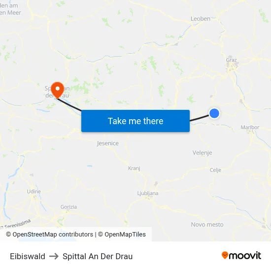 Eibiswald to Spittal An Der Drau map