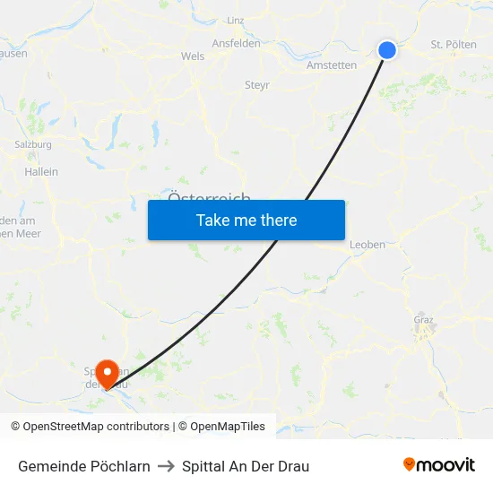 Gemeinde Pöchlarn to Spittal An Der Drau map