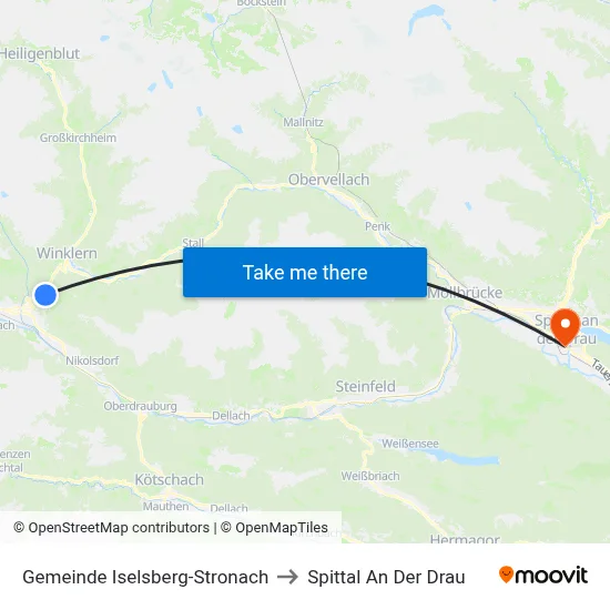 Gemeinde Iselsberg-Stronach to Spittal An Der Drau map