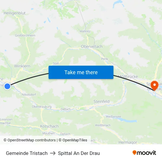 Gemeinde Tristach to Spittal An Der Drau map