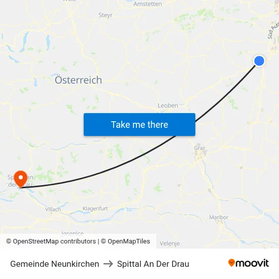 Gemeinde Neunkirchen to Spittal An Der Drau map