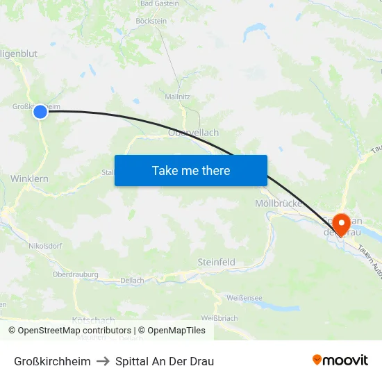 Großkirchheim to Spittal An Der Drau map