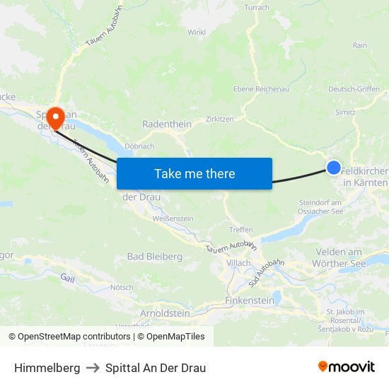 Himmelberg to Spittal An Der Drau map