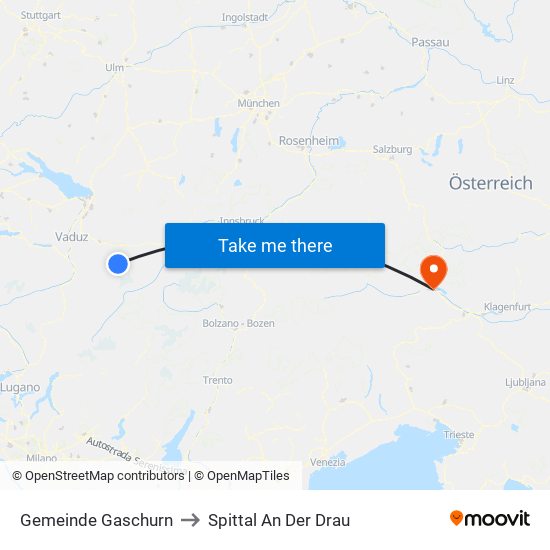 Gemeinde Gaschurn to Spittal An Der Drau map