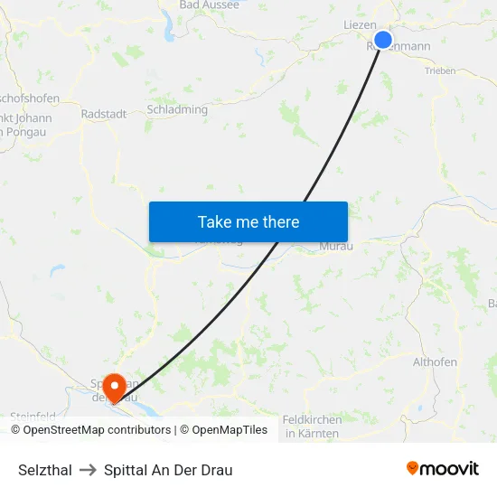 Selzthal to Spittal An Der Drau map