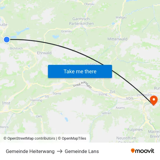 Gemeinde Heiterwang to Gemeinde Lans map