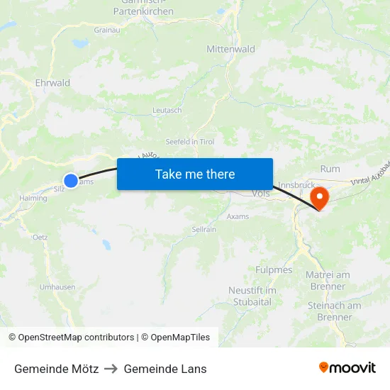 Gemeinde Mötz to Gemeinde Lans map