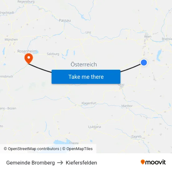 Gemeinde Bromberg to Kiefersfelden map