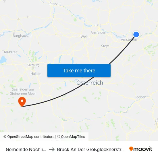 Gemeinde Nöchling to Bruck An Der Großglocknerstraße map