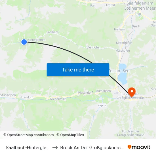 Saalbach-Hinterglemm to Bruck An Der Großglocknerstraße map