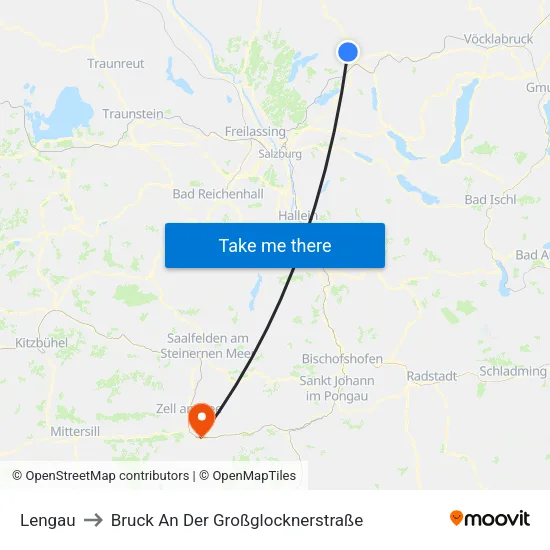 Lengau to Bruck An Der Großglocknerstraße map