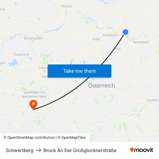 Schwertberg to Bruck An Der Großglocknerstraße map