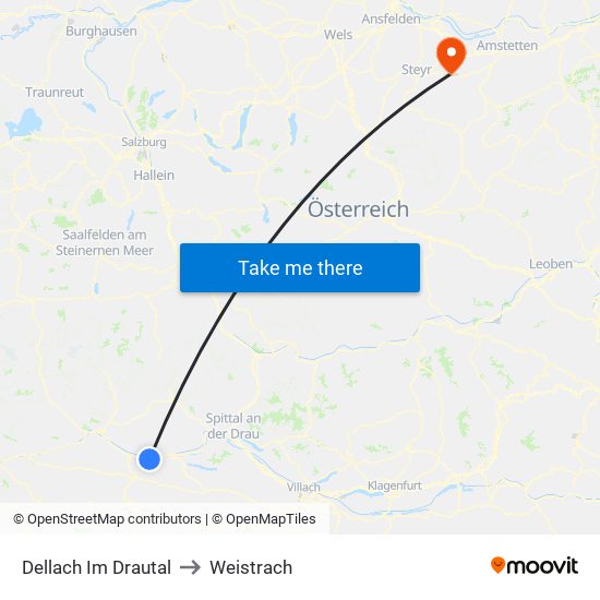 Dellach Im Drautal to Weistrach map