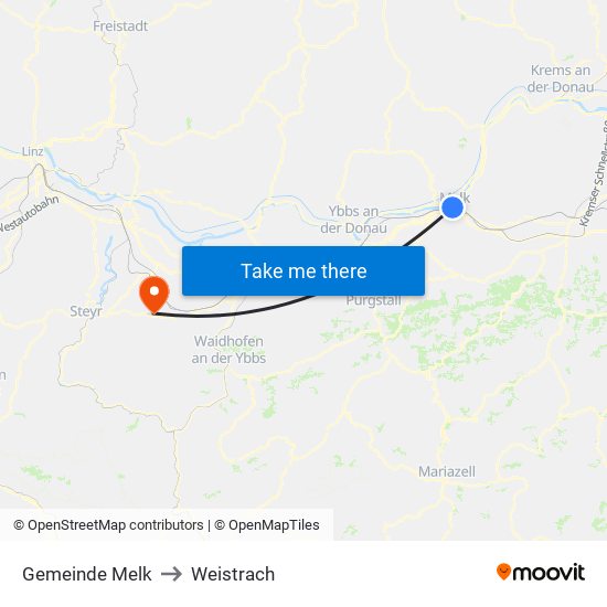 Gemeinde Melk to Weistrach map
