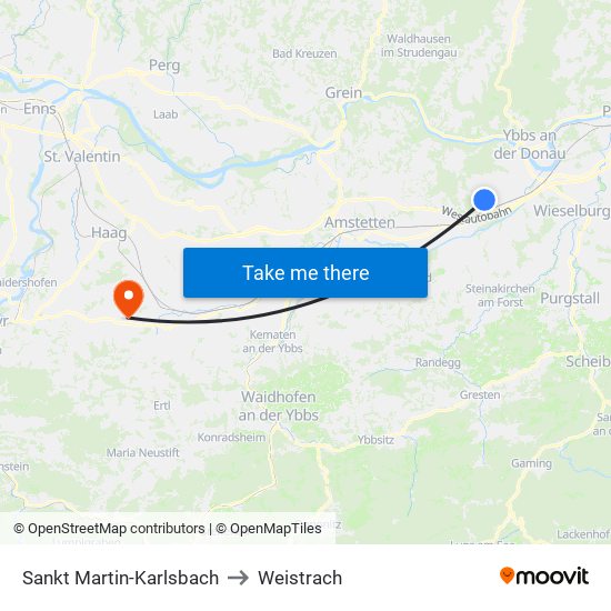 Sankt Martin-Karlsbach to Weistrach map