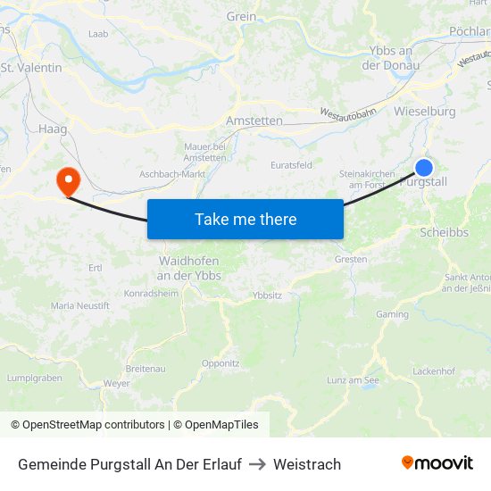 Gemeinde Purgstall An Der Erlauf to Weistrach map