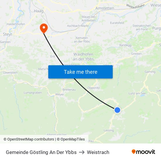 Gemeinde Göstling An Der Ybbs to Weistrach map