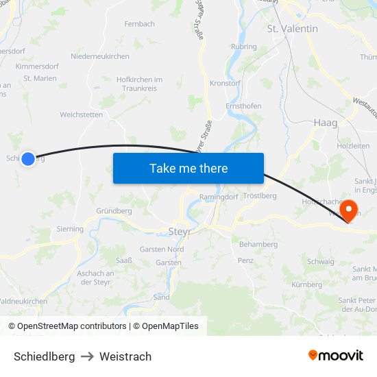 Schiedlberg to Weistrach map