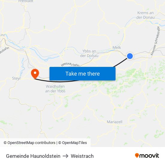 Gemeinde Haunoldstein to Weistrach map