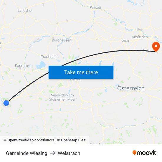Gemeinde Wiesing to Weistrach map