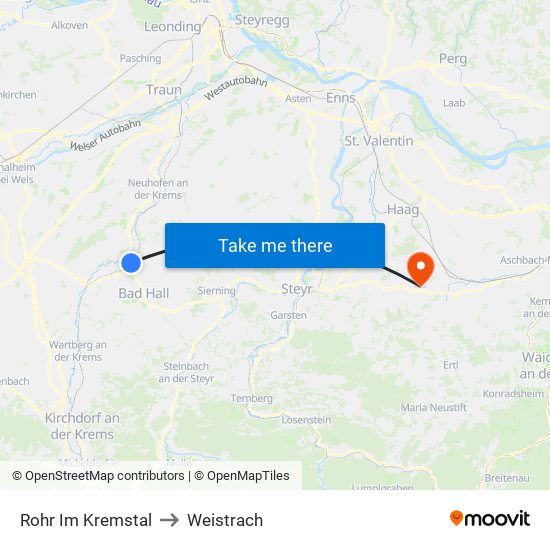 Rohr Im Kremstal to Weistrach map