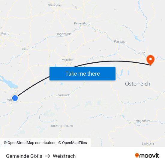 Gemeinde Göfis to Weistrach map
