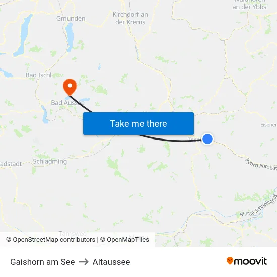 Gaishorn am See to Altaussee map