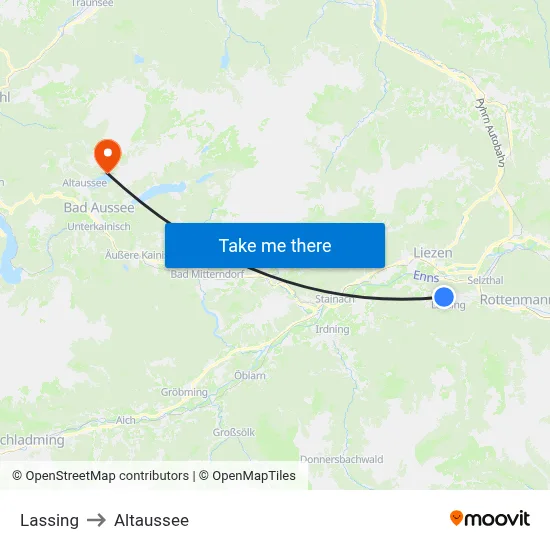 Lassing to Altaussee map