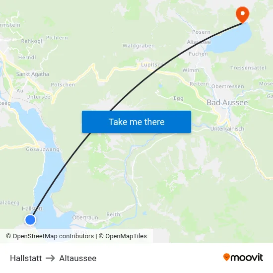 Hallstatt to Altaussee map