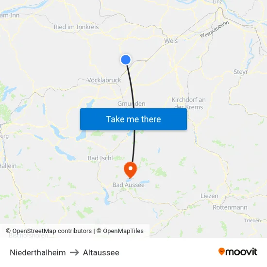 Niederthalheim to Altaussee map