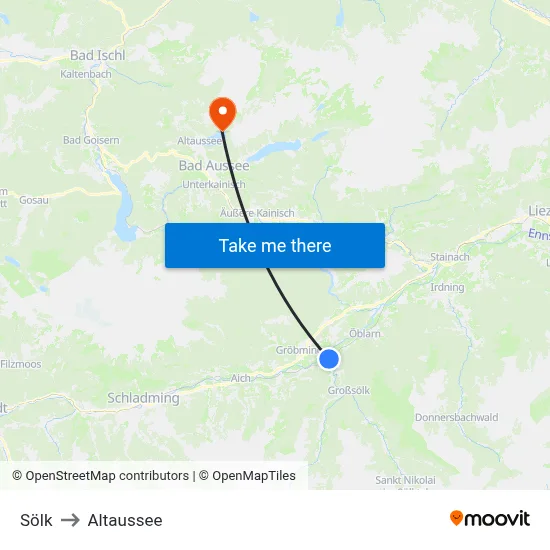 Sölk to Altaussee map