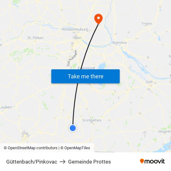 Güttenbach/Pinkovac to Gemeinde Prottes map