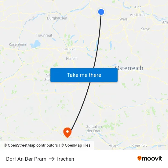 Dorf An Der Pram to Irschen map